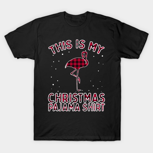 Christmas Flamingo Pajamas For Girls - Red Plaid Flannel T-Shirt by VDK Merch